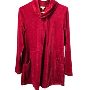 PURE JILL Women's Red Velvet Tunic Top